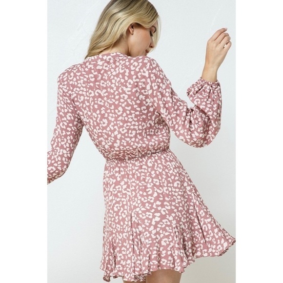 Dusty Rose Leopard Print Mini Dress - Picture 5 of 7